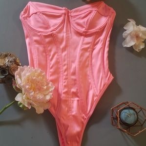 Hot pink corset bodysuit XS